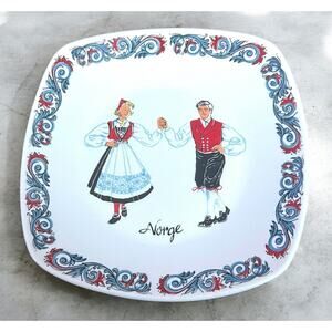 Vintage NORWAY 6" Plate Hardanger Dancers Hilsen Bergen Figgio Flint 1374-56
